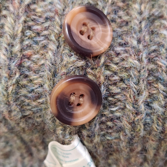 Vintage 90s Laura Ashley Wool Fair Isle Cable Knit Cardigan, WMs L ,Fits Med - Picture 6 of 9